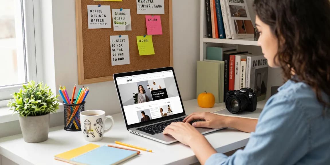 Ruang kerja pribadi yang inspiratif dengan halte4d untuk menulis dengan laptop dan tanaman.