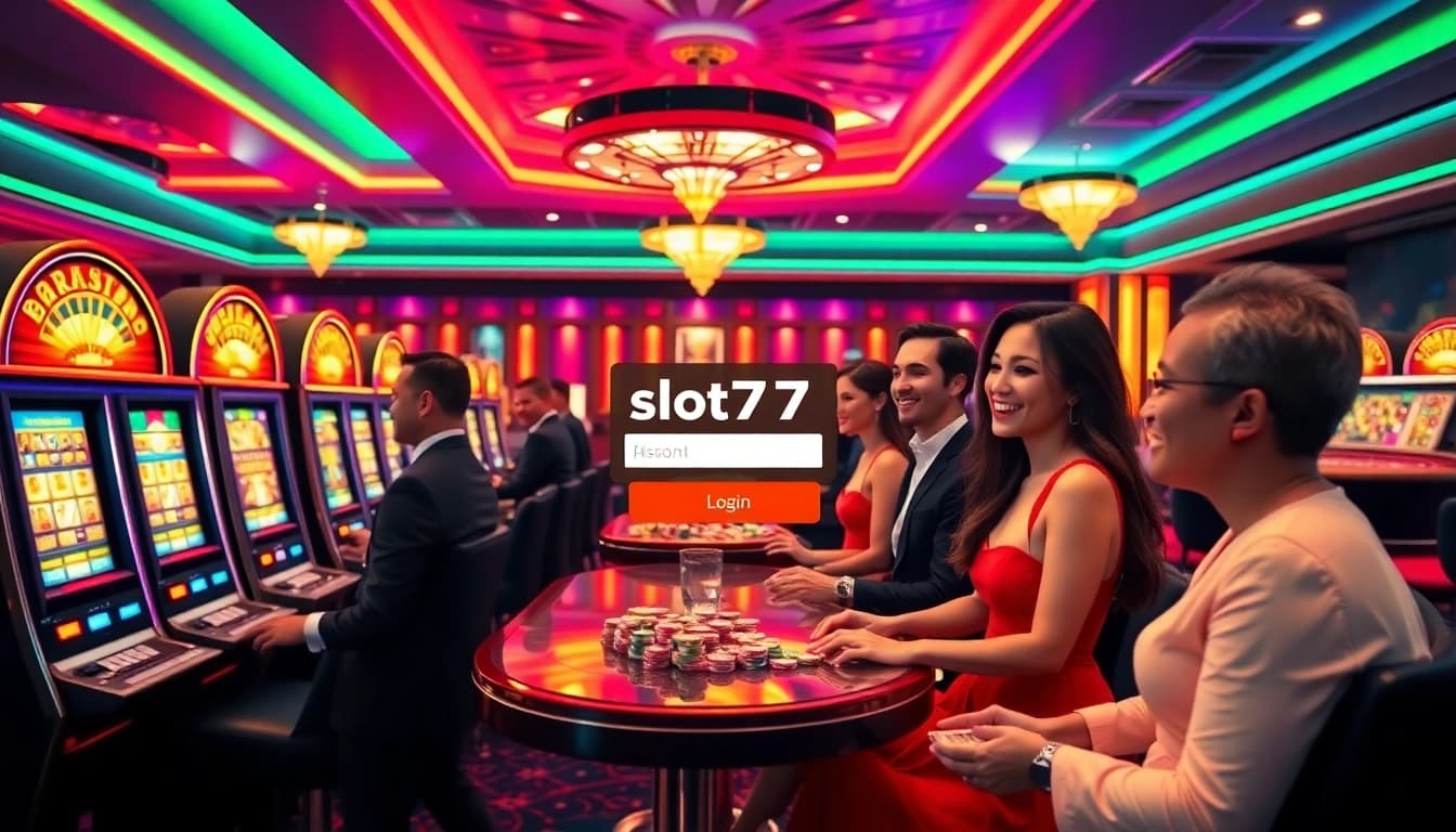 Experience the thrill of winning at slot777 login with vibrant slot machines at a luxury casino.