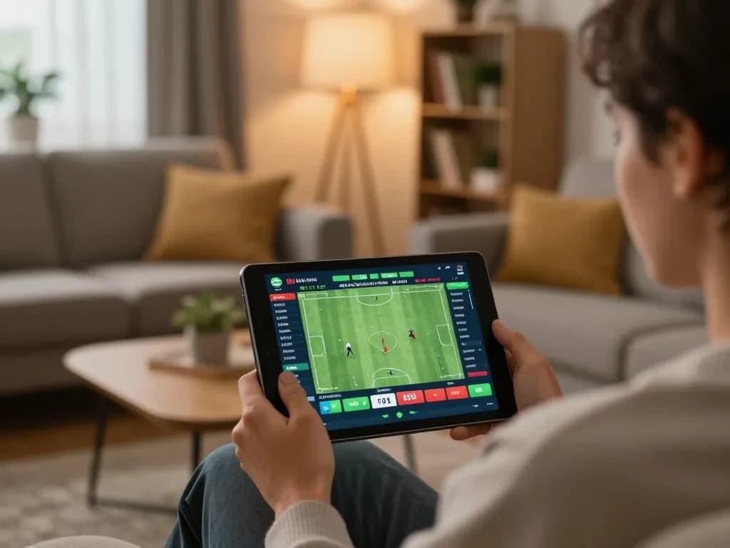 Xem bóng đá trực tuyến on sports betting app while enjoying a cozy home environment