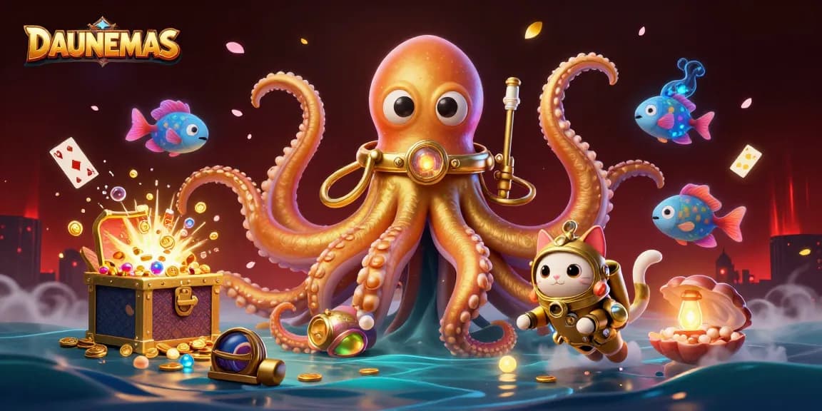 Experience the thrilling adventure with DAUNEMAS in this vibrant 3D casino scene.