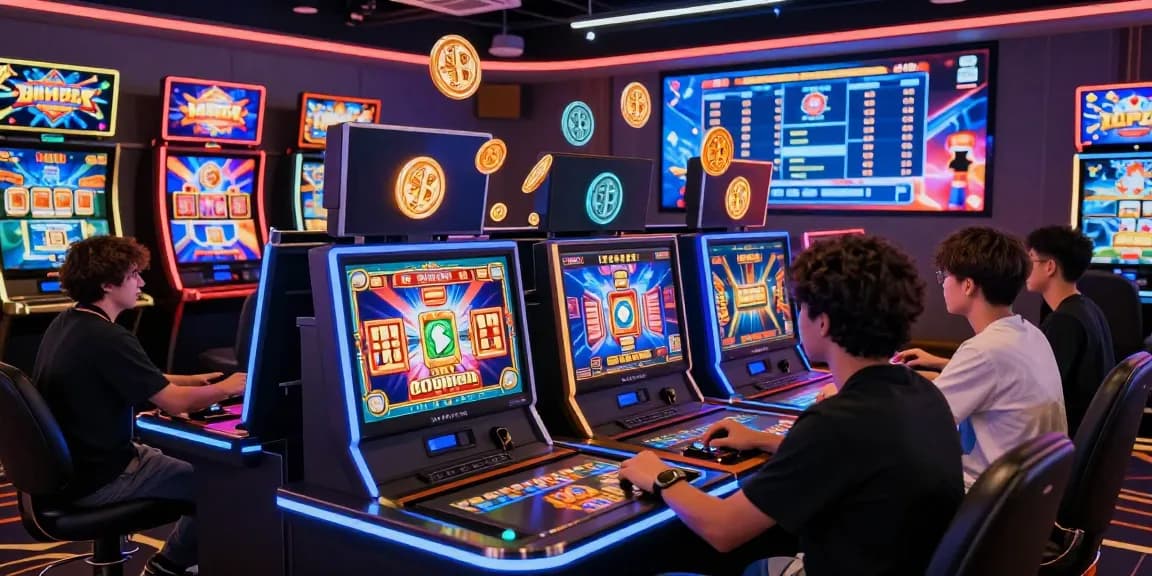 Pengalaman bermain situs slot gacor dengan pemain yang terlibat dalam permainan slot online dengan latar belakang kasino digital.