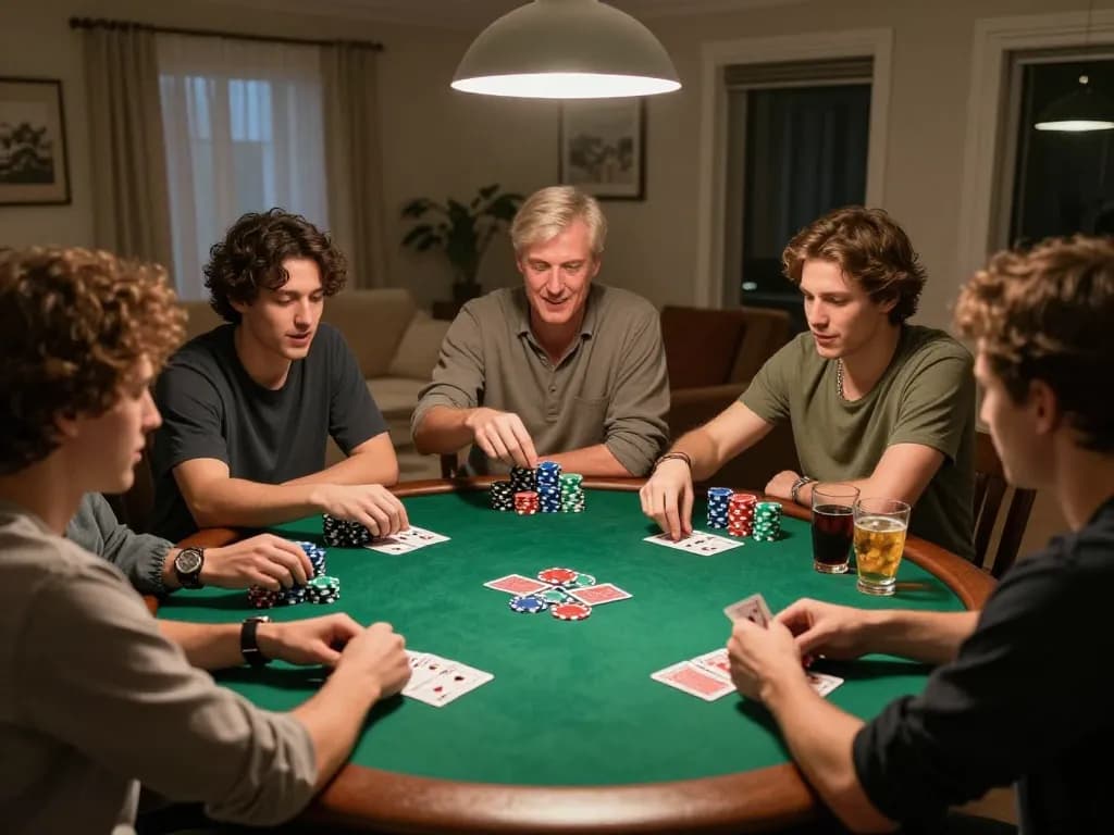 Friends enjoy poker night with uu88, showcasing strategy with colorful chips and warm ambiance.