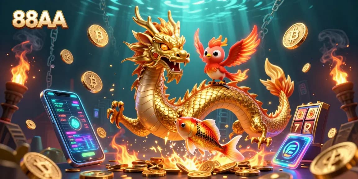 Experience thrills with 88AA in a vibrant 3D casino scene filled with exciting games.