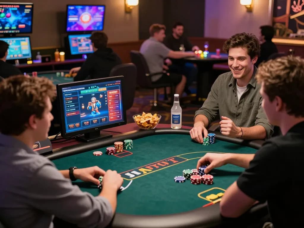 Players enjoying a thrilling online poker game at F168 with celebratory atmosphere.