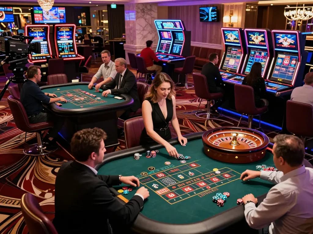 Players placing bets at Sunwin roulette tables in an upscale casino atmosphere.