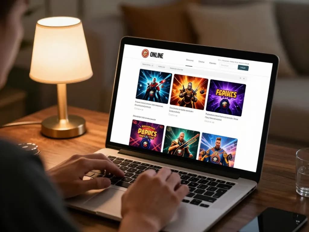 Engaging with the online casino at https://goal123.ac/, showcasing vibrant games in a cozy setting