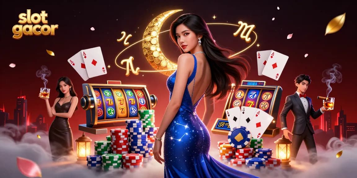 Rasakan aksi slot gacor yang mendebarkan dengan visual berwarna-warni dari suasana kasino yang dinamis.
