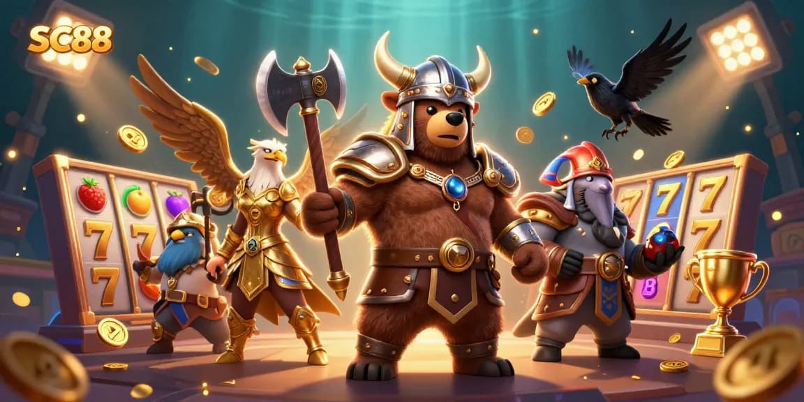 Play thrilling slot games with SC88's dynamic characters and vibrant casino elements.