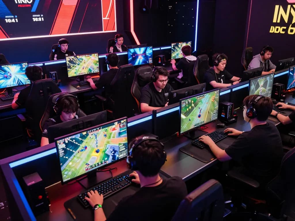 IDNSCORE online gaming tournament with players strategizing during competitive gameplay.