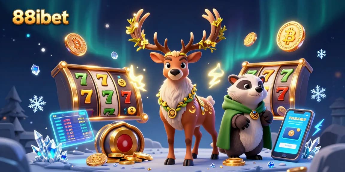 Experience the thrill of gaming with 88ibet's vibrant 3D casino illustration showcasing dynamic characters and slot elements.