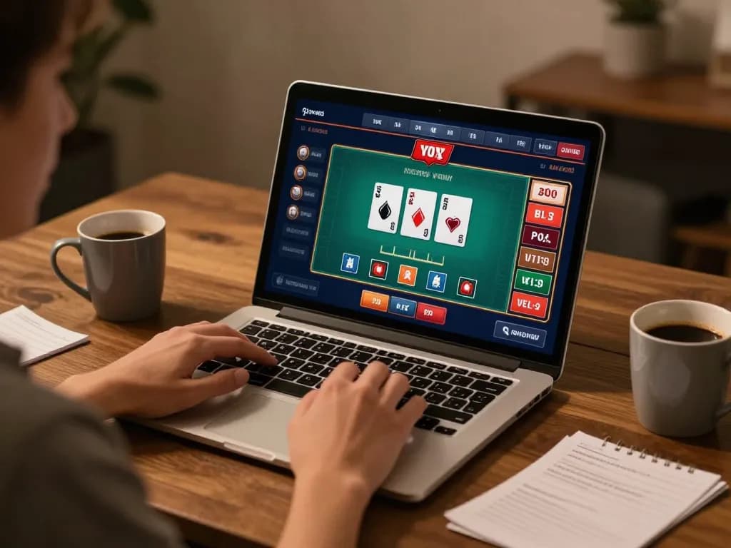 Engaging in online gaming at Go88 with a laptop showing a live dealer game.