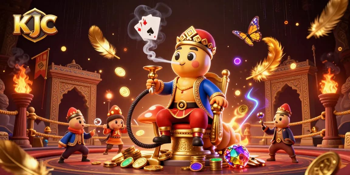 KJC offers an engaging poker experience with unique themed characters in a vibrant online casino setting.