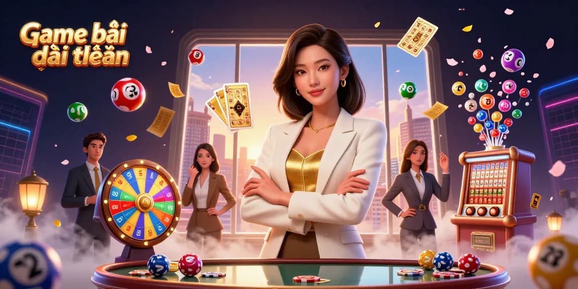 Engage in Game bài đổi thưởng with dynamic elements like lottery balls, spinning wheels, and captivating visuals.