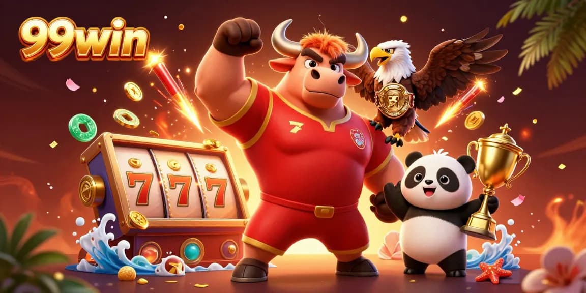 Experience thrilling wins at 99win with vibrant 3D casino characters celebrating jackpot success.