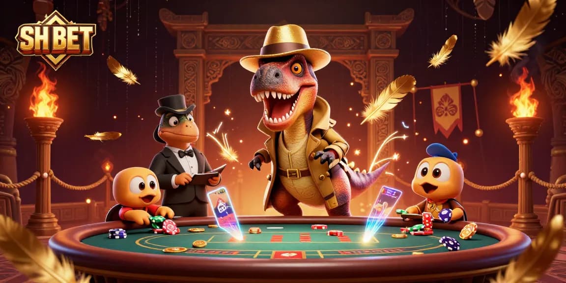 Experience thrilling gameplay at SH BET with a velociraptor card counter and stegosaurus pit boss.