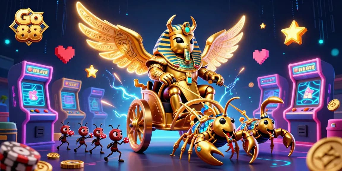 Experience thrilling gaming action at Go 88, featuring a vibrant casino-inspired scene.