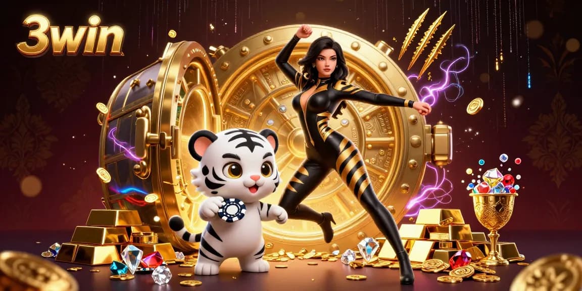 Experience thrilling moments at 3win with vibrant casino elements and lively characters in action.