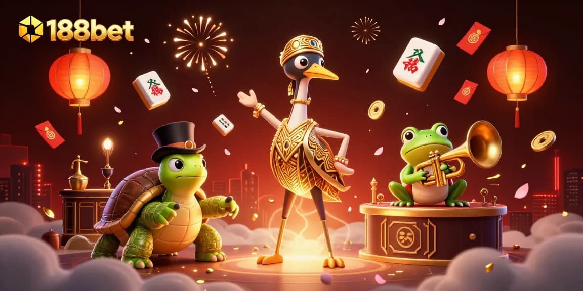 Experience the excitement of 188bet casino games with vibrant characters and dynamic 3D elements.