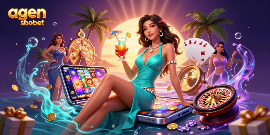 Experience the thrill with agen sbobet and vibrant casino elements in a tropical paradise.