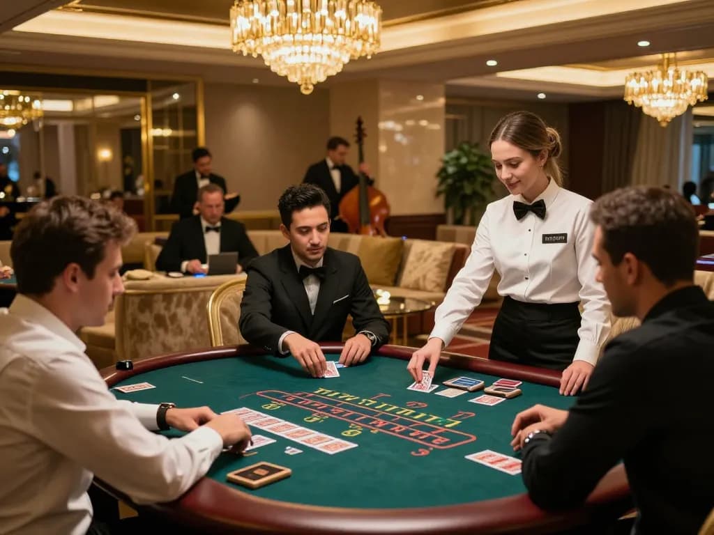 Players enjoying high-stakes blackjack at DH88 casino, showcasing intense gameplay and luxurious decor