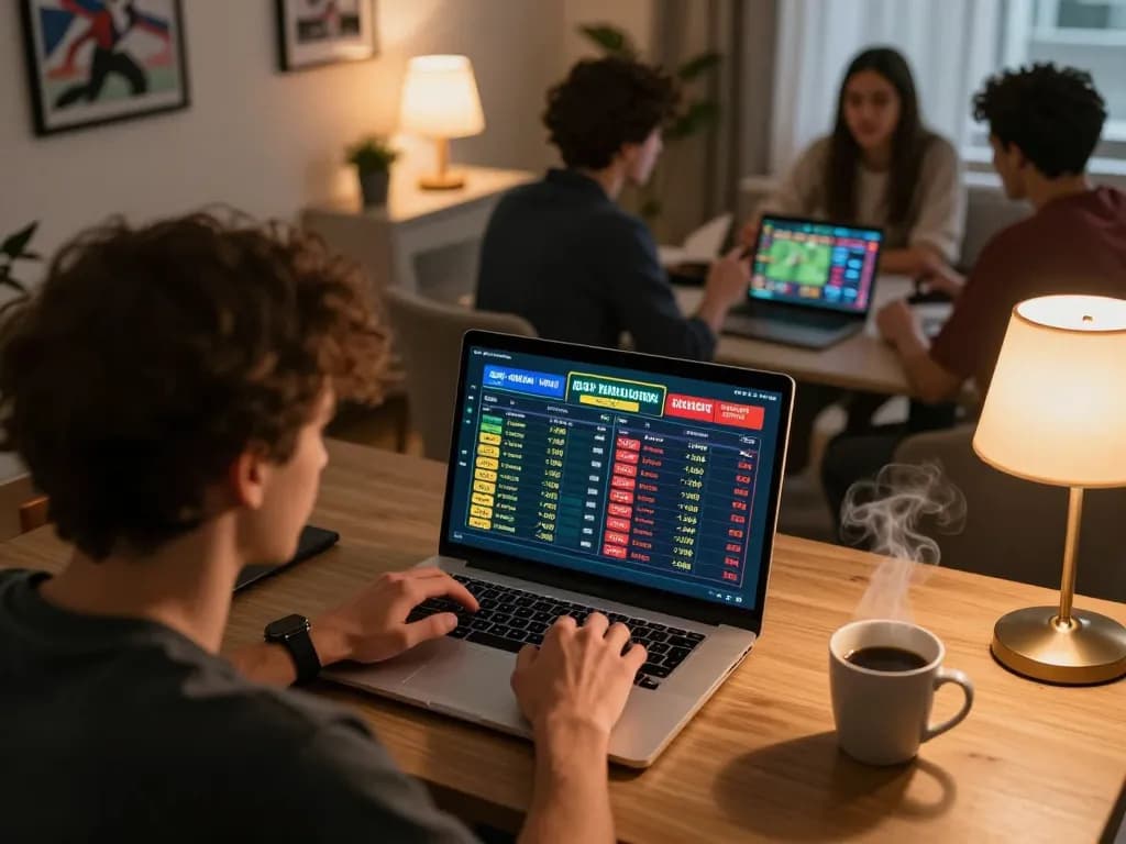 An engaged user exploring betting odds on 888newcasino from a cozy home office setup.