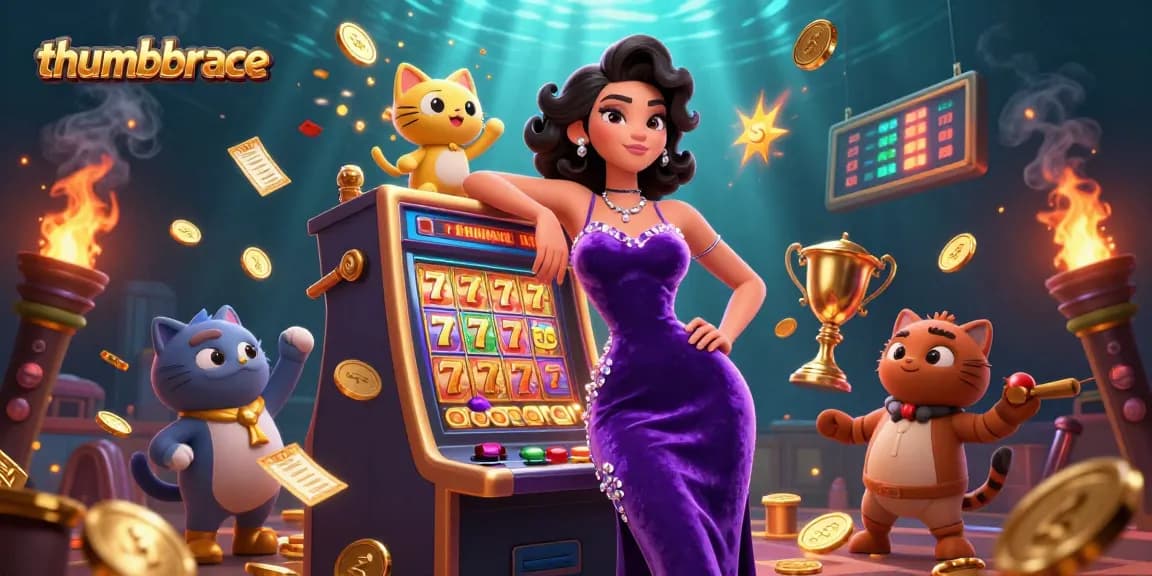 Experience winning moments with thumbbrace in this lively casino scene filled with slot games and excitement.