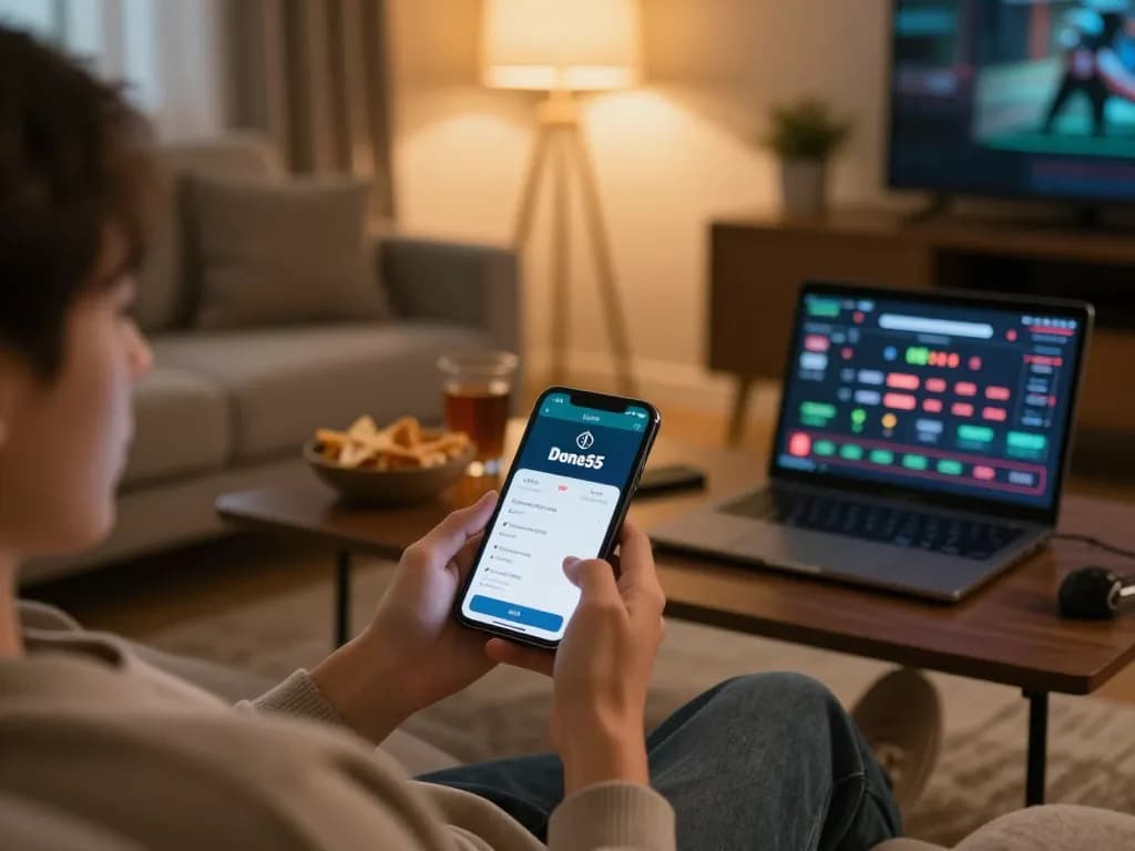 Engaging with the Done55 app for live casino gaming in a cozy home environment