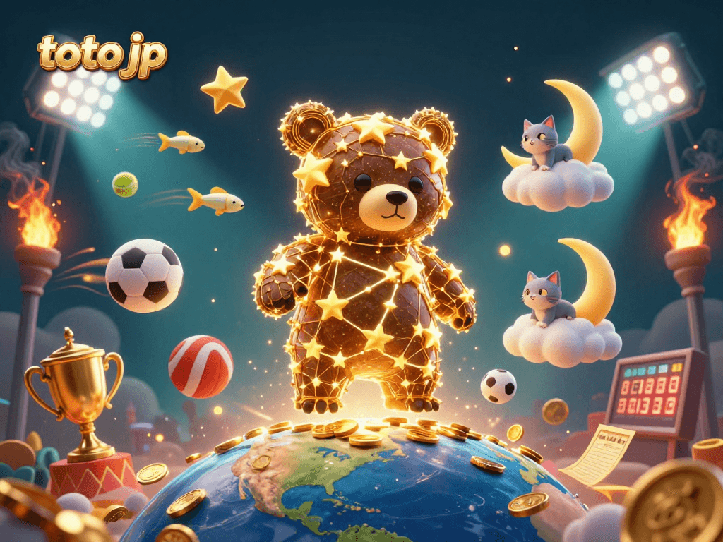 Experience thrilling wins at toto jp with this vibrant 3D casino scene filled with sports excitement.