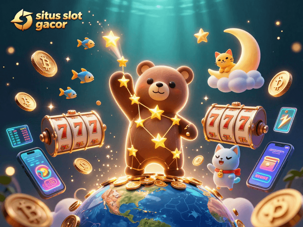 Experience the thrill and excitement of situs slot gacor with vibrant slot elements and a magical scene.