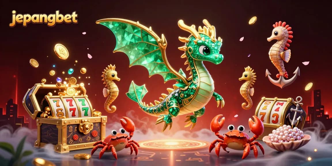 Experience thrilling excitement with Jepangbet's vibrant sea dragon and treasure-filled scene.