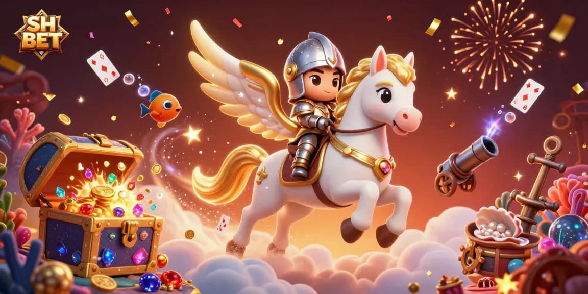 Engage with SH BET's thrilling gaming experience, featuring a 3D celestial horse and treasures galore.