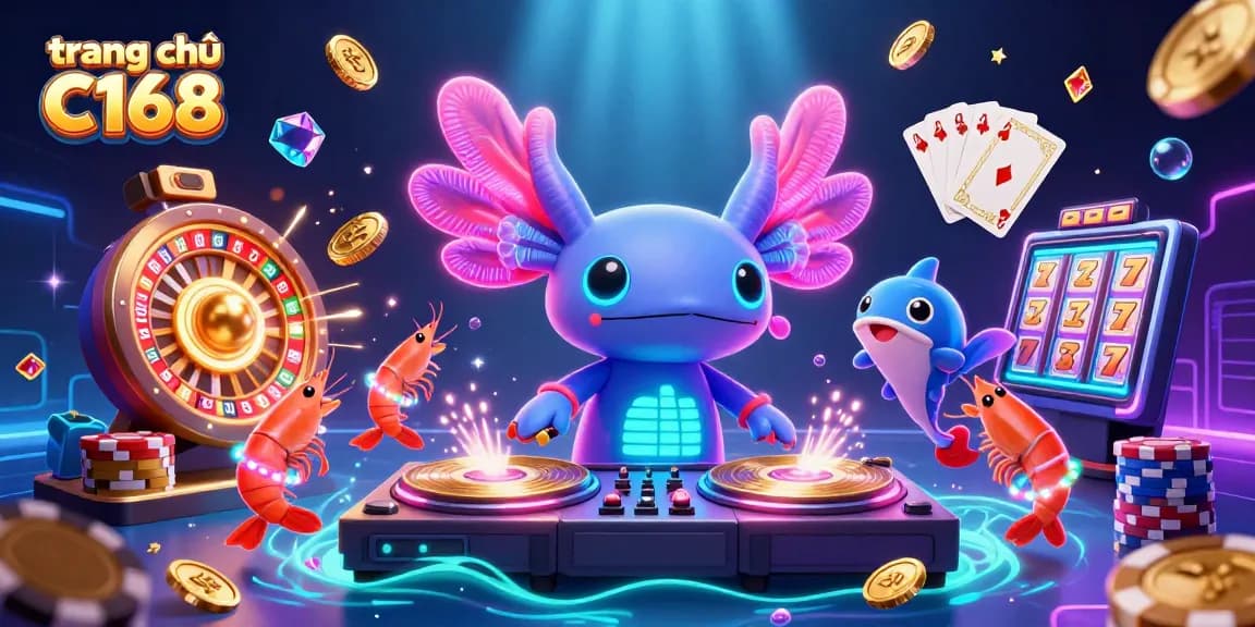 Experience the thrill at trang chủ C168 with vibrant 3D casino elements and lively characters.