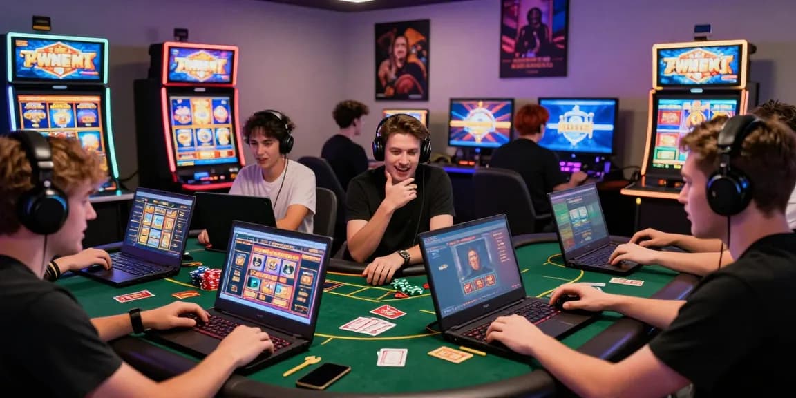 Players engaging in online gaming at https://gamebaidoithuong.is/ with vibrant casino graphics and excitement.