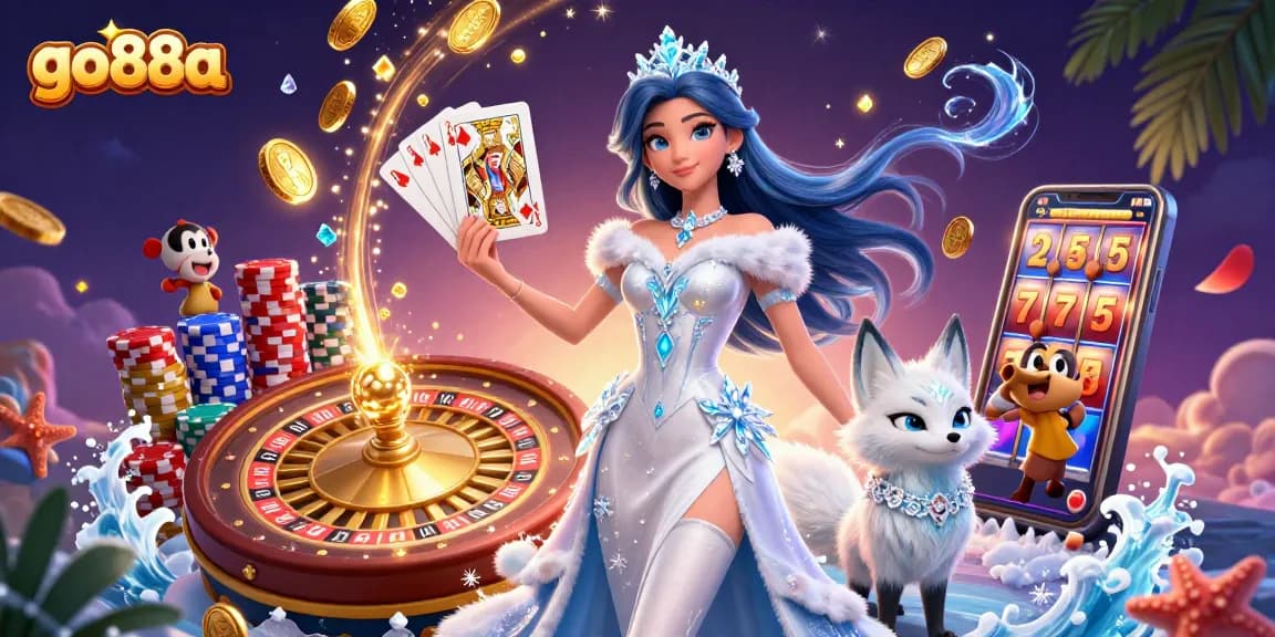 Experience go88a's thrilling casino adventure with stunning 3D illustration showcasing vibrant game elements.