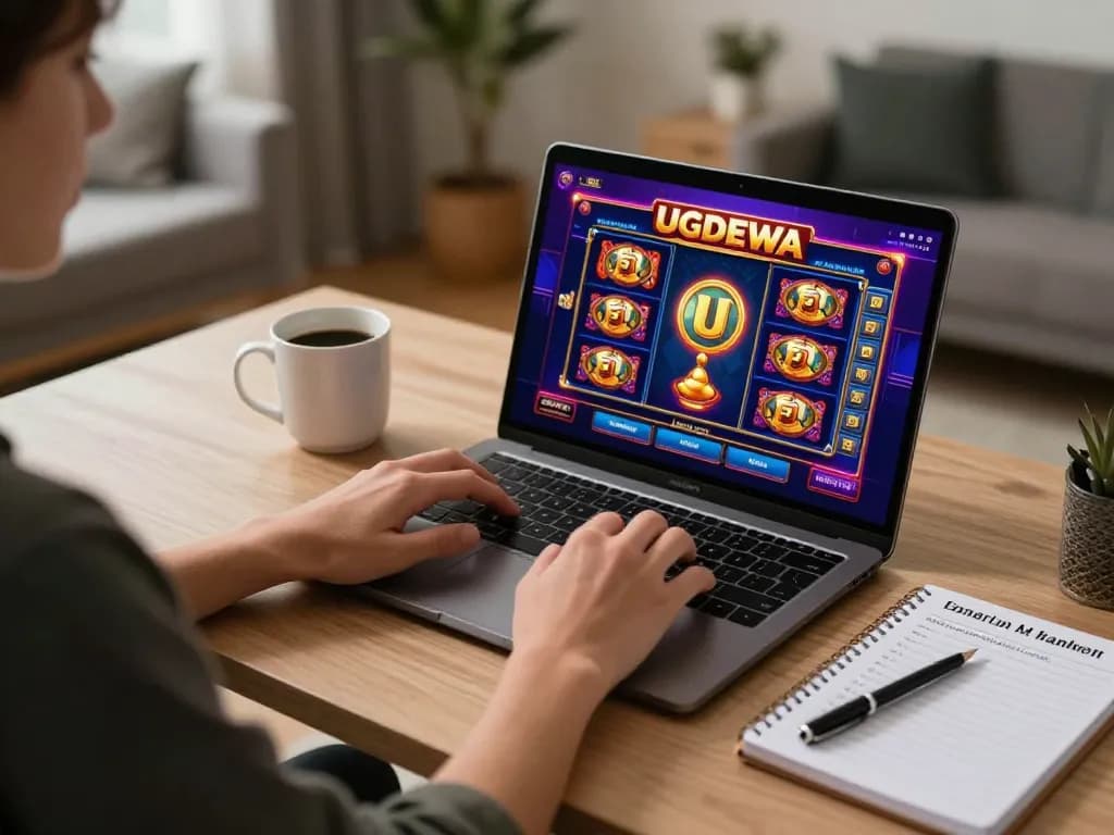 Playing UGDEWA slots online with focused engagement and a cozy home setup