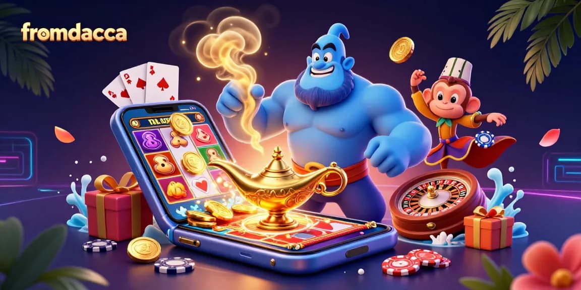 Experience thrilling online gaming with fromdacca, where the genie grants jackpots on a magic carpet of poker chips.