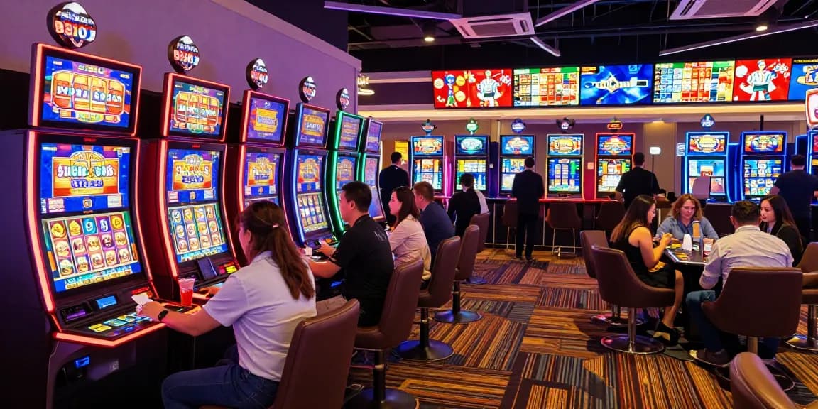Engaging casino scene with players enjoying rokok88 slot login games and vibrant atmosphere