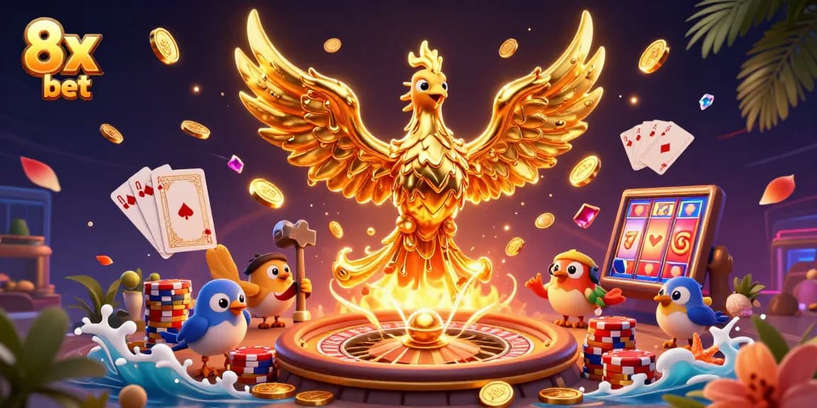 Bet on 8x bet with vibrant casino elements in this captivating 3D illustration.