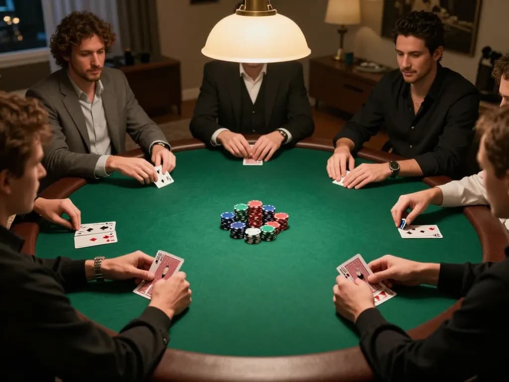 Engaging scene of players enjoying poker at home while playing rik vip.