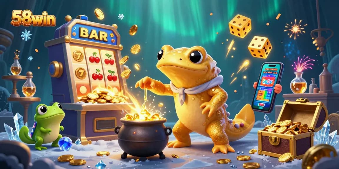 Join the excitement at 58win with a jackpot explosion of coins and vibrant casino themes.