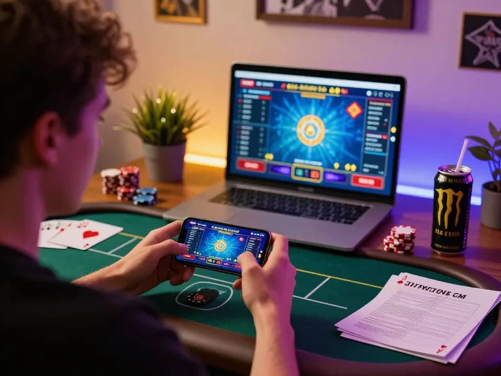 Engaging poker gameplay on a smartphone representing TG88’s innovative online casino experience.