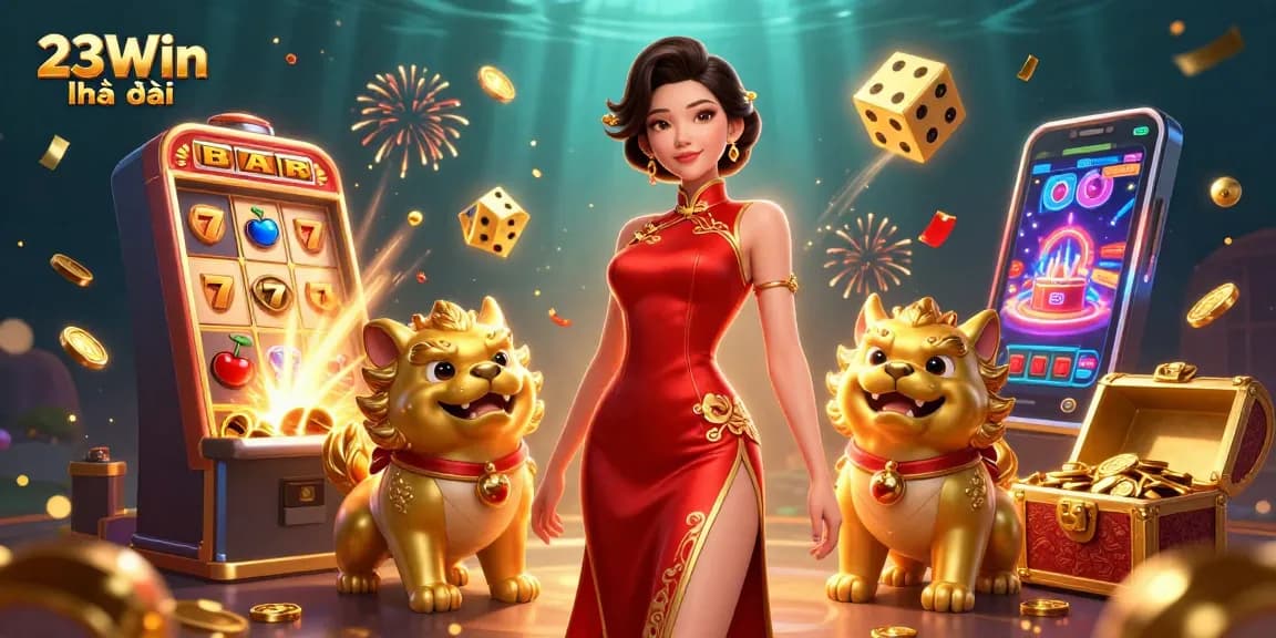 Experience 23Win nhà cái with a vibrant casino scene showcasing thrilling gaming elements.