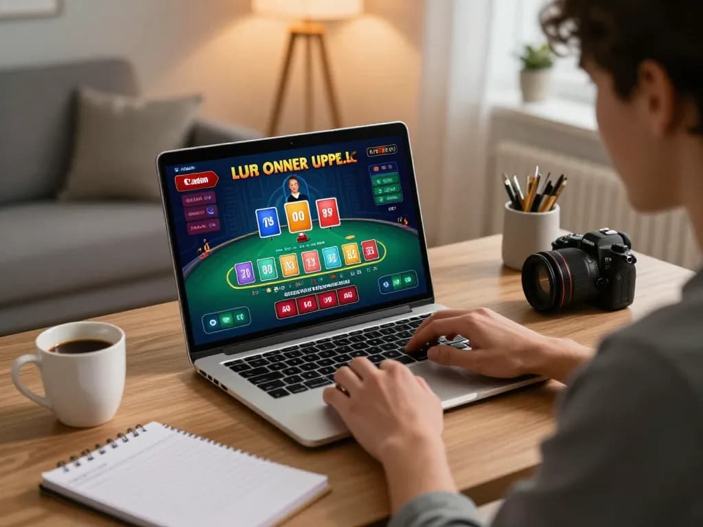 Player enjoying a live blackjack game at home on their laptop, showcasing strategic gameplay with MM88 casino.