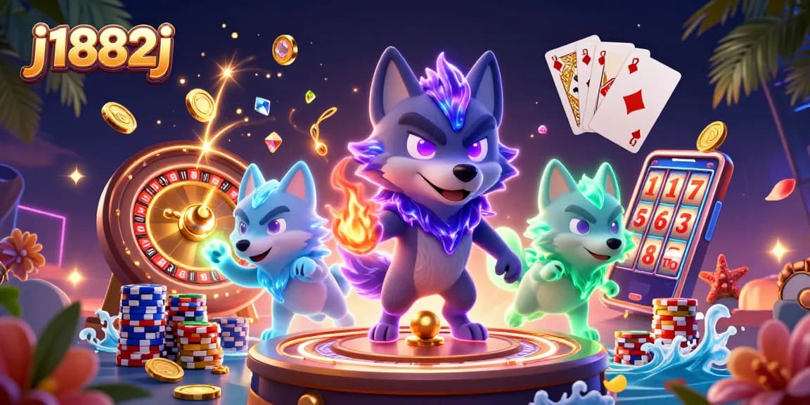 Engage in thrilling gameplay with j1882j as ghostly wolves and dynamic casino elements illuminate the gaming scene.