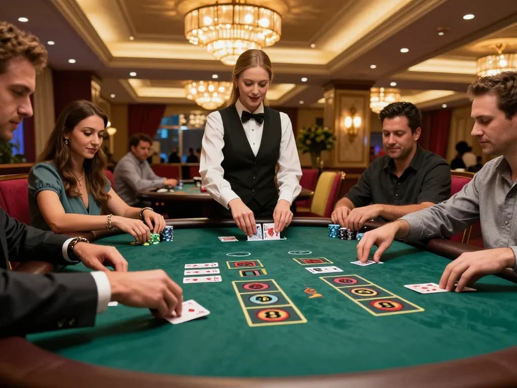 Engaging blackjack gameplay at a high-end casino environment featuring dinamit4d action and strategic bets.