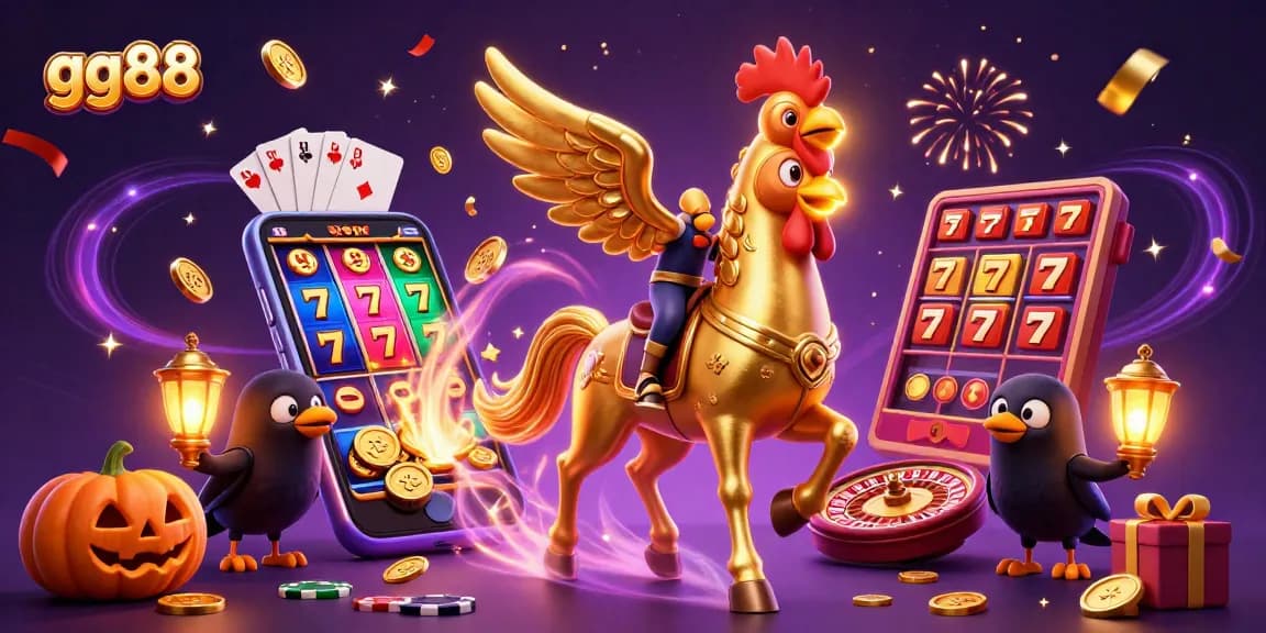 Engage with gg88 in a rich, dynamic casino scene showcasing thrilling slot games and vibrant characters.