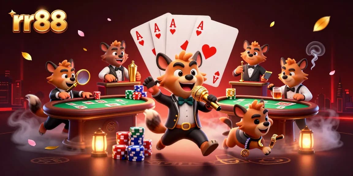 rr88 hyenas bring laughter and drinks in a lively casino scene