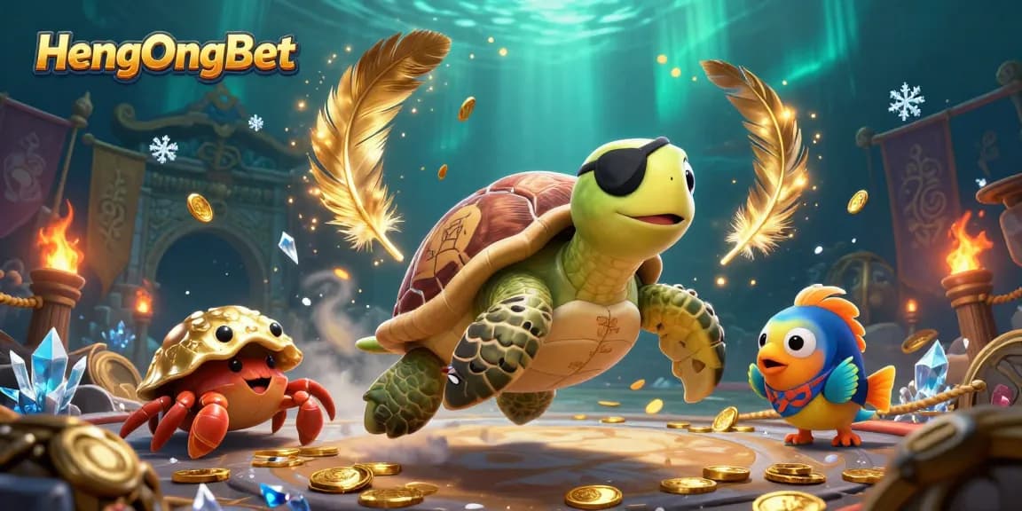 HengOngBet showcases a thrilling underwater casino adventure with vibrant characters and rich details.