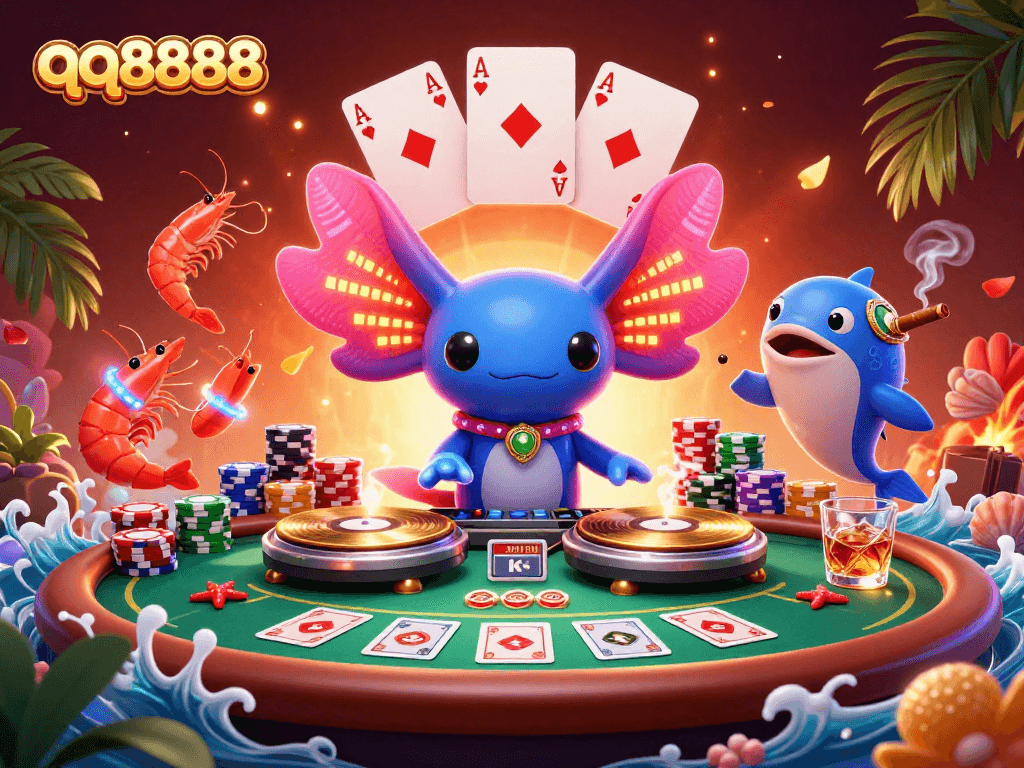 Engage in thrilling gambling action at qq8888, featuring vibrant underwater casino elements.