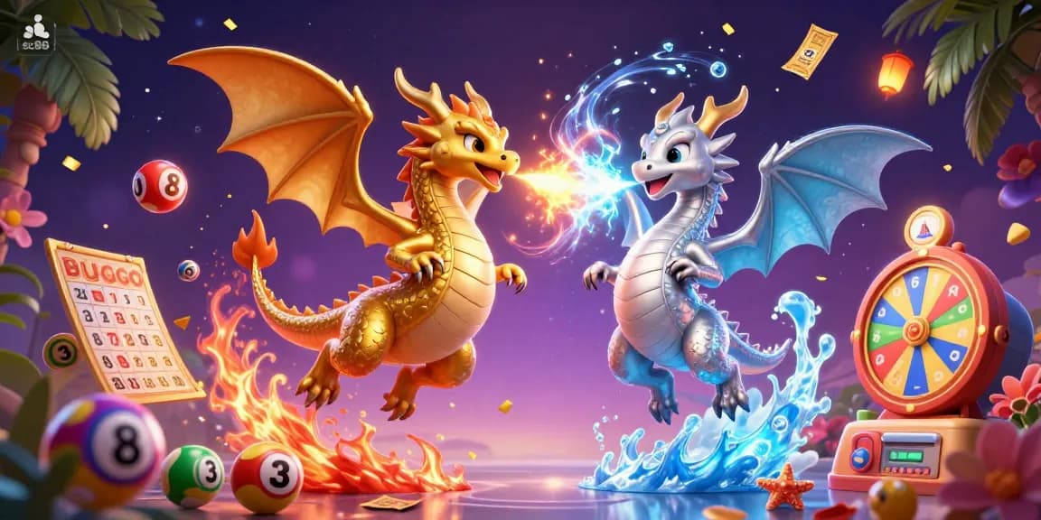 Engaging sc88 lottery scene featuring cartoon dragons and dynamic game elements.